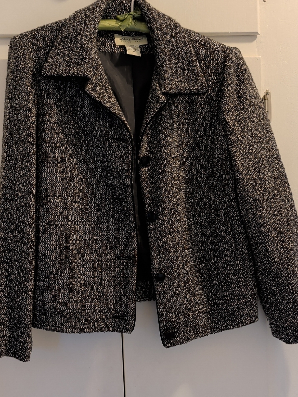 Vintage Eddie bauer Black & White Tweed Wool Jacket - Classic Collared Coat